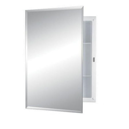 Jensen 16 x 20 in. Horizon 1 Door Bevel Edge Medicine Cabinet - Adjustable Plastic Housing - Polystyrene