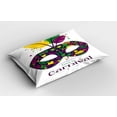 thumbnail image 2 of Ambesonne Mardi Gras Pillow Sham 2 Pack, Time to Carnival, 30"x20", Magenta Green Yellow, 2 of 3