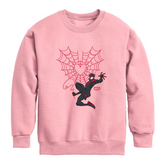 Spider-Man - Miles Morales Web Heart Graphic Long Sleeve Fleece Sweatshirt