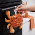 thumbnail image 5 of REGALWOVEN Cute Animal Chenille Hanging Hand Towels, Cartoon Fuzzy Ball Hand Towel, Soft Absorbent Decorative Bathroom Towels 1 Pc Orange 9" x 12", 5 of 6