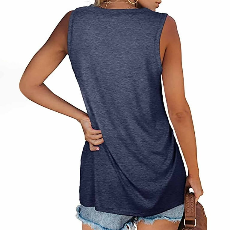 WNEGSTG Women's Cotton Blend V Neck Sleeveless T Shirt Loose WNEGSTG Women's Cotton Blend V Neck Sleeveless T Shirt Loose