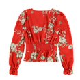 thumbnail image 2 of bar III Womens Floral Pullover Blouse, Red, X-Small, 2 of 2
