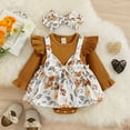 thumbnail image 2 of Staki Baby Girl Fall Romper Baby Bodysuits - Soft Viscose Made from Bamboo - Long Sleeve Funny for Girls -Newborn Clothes(Khaki,6-12 Months), 2 of 7