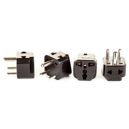 - OREI 2 in 1 USA to India Adapter Plug (Type D) - 4 Pack, Black