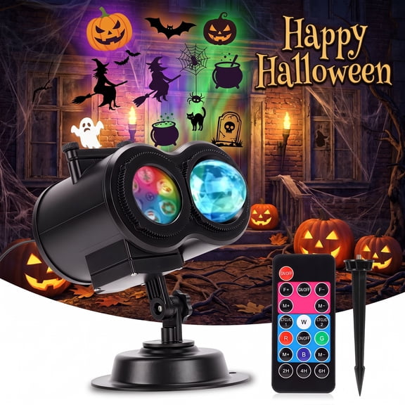 Christmas Projector Lights Outdoor, Brighter 16 HD Slides Ocean Wave Effects, Waterproof Outdoor Indoor Holiday Projector Lights for Yard Garden Light Show Xmas Halloween New Year Decoration