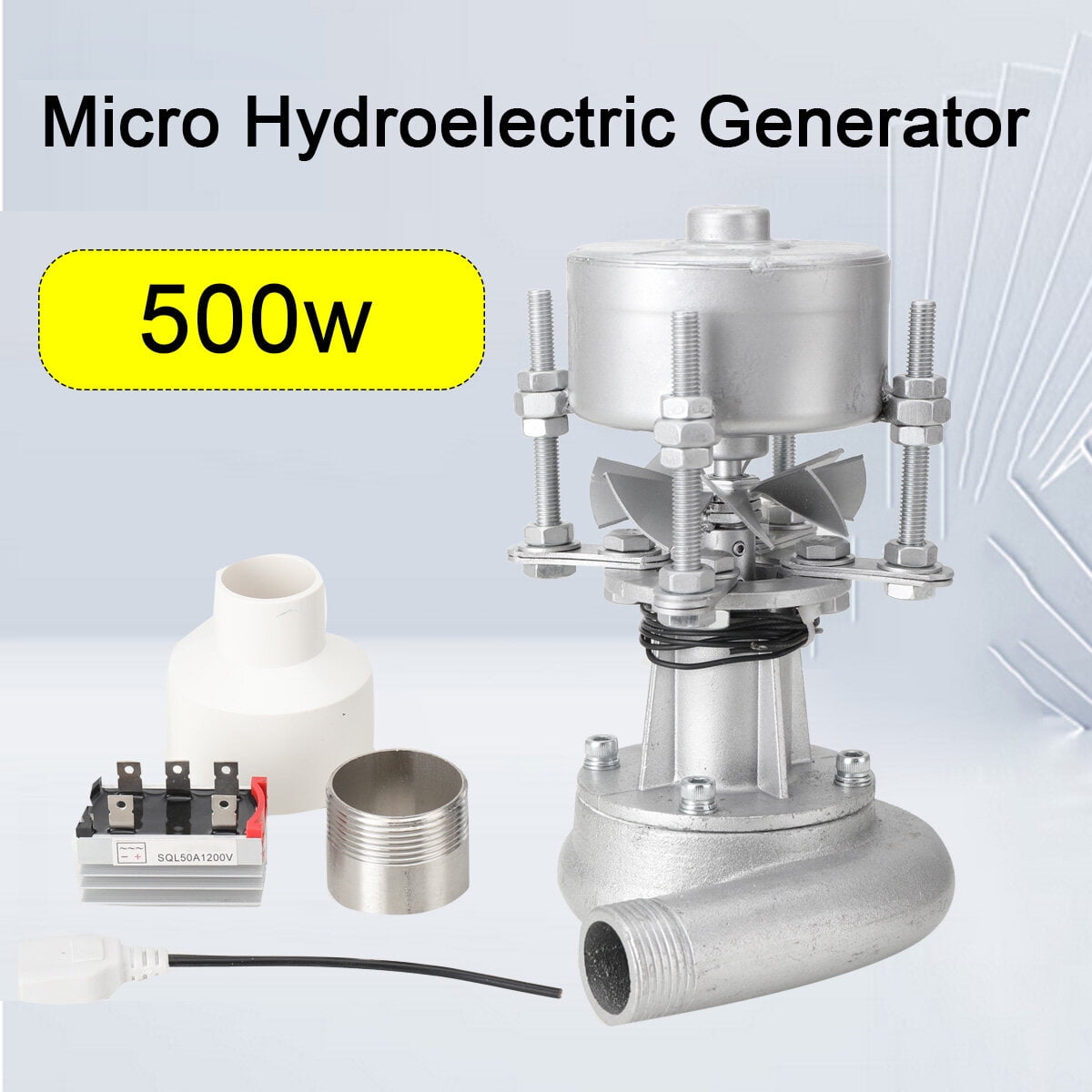 CDZHLTG Hydroelectric Power Station Water Turbine Water Flow Generator High Power with Monitoring TV Lighting Computer for Outdoor 500 Watts 220V