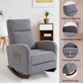 thumbnail image 5 of Homhum Nursery Rocking Chair Set of 2, Velvet High Back Arm Chair, Adult Sofa for Indoor, Gray, 5 of 9