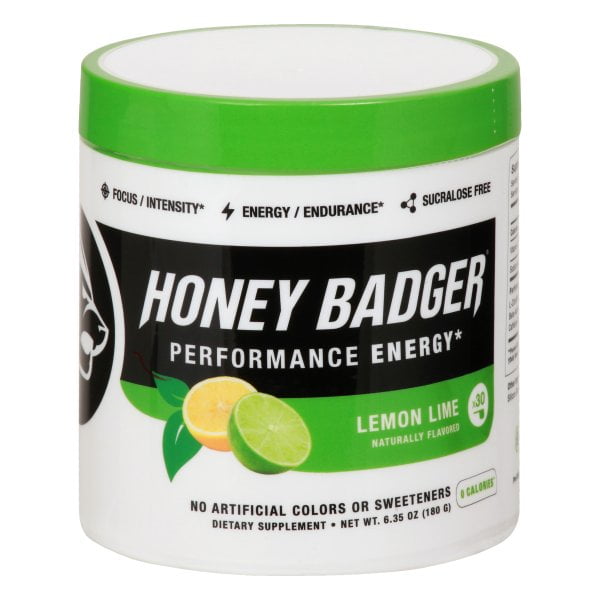 Honey Badger Vegan Keto Pre Workout Lemon Lime Natural