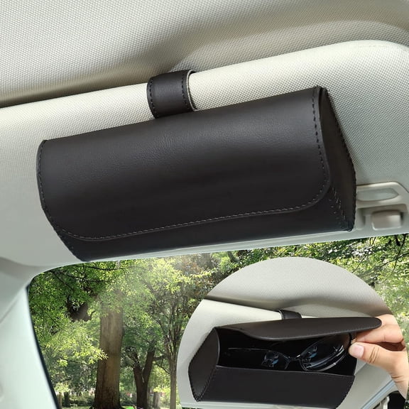 Chasenew Sunglasses Holder for Car Sun Visor, Auto Eyeglasses Protective Storage Case, Vehicle Visor Accessories Organizer Box (Black)