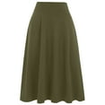 thumbnail image 4 of YUEJUIR Maxi Skirt Simple Comfy Basic Solid Color Stretch A Line Flared Knee Length Skirt Flowy Skirt Linen Skirts For Women (Army Green,XL), 4 of 4