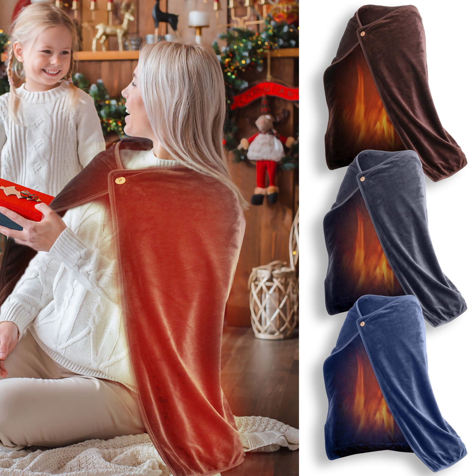 Neorosiri USB Heating Blanket Shawl, Winter USB Electric Heating Pad for Warmth, Portable Warming Blanket, Ideal for Cold Days, Neck and Knee Heating for Full-Body Comfort