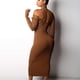 thumbnail image 5 of Vestido tipo jersey para mujer, vestido de punto, vestido de moda, manga larga, hombros descubiertos, escote en V, vestido de fiesta liso, vestido deportivo informal, vestido tipo jersey, 5 of 5