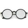 thumbnail image 2 of zeroUV Unisex Retro Thin Frame Slim Temples Mirror Flat Lens P3 Round Sunglasses 43mm (Black-Silver / Silver Mirror) - 43mm, 2 of 5