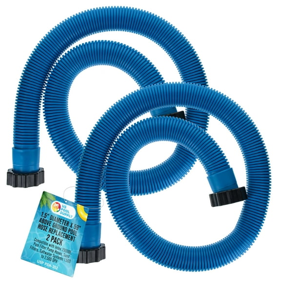 U.S. Pool Supply Above Ground Pool Hose Replacement 1.5" Diameter x 59" Long, 2 Pack, Blue - Compatible with Intex 29060E, Pool Filter Pump Hoses, Sand Filters, Saltwater Systems 1,500 to 2,500GPH