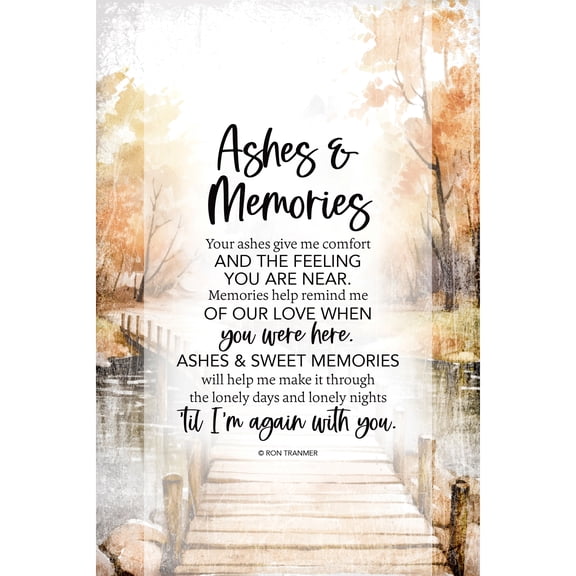DEXSA Ashes & Memories Bereavement Wood Plaque with Easel and Hook Wall Tabletop Art - 6 inches x 9 inches