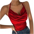 thumbnail image 1 of Blusa con tirantes pequeños para mujer, informal, Sexy, a la moda, de verano, con cuello Halter Pompotops lopia999408, 1 of 7