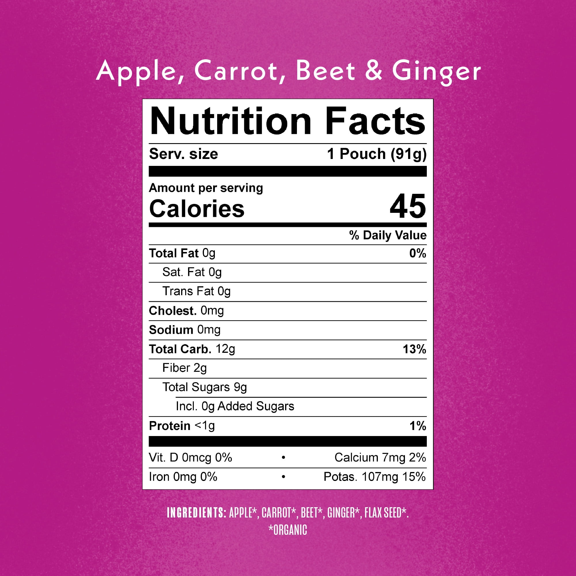 Once Upon a Farm Apple, Carrot and Beet Organic Baby Food Pouch, 3.2oz