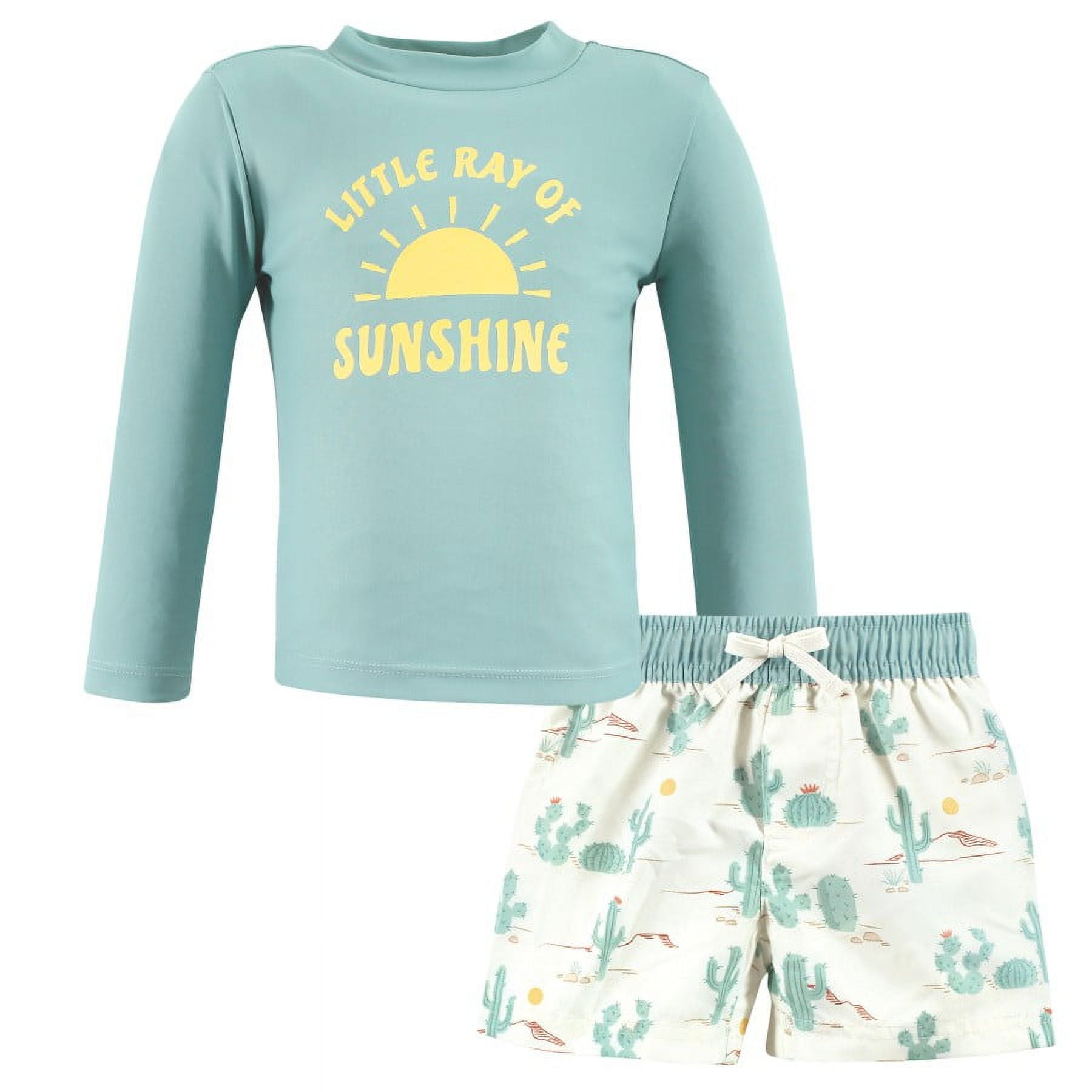 Hudson Baby Boys Swim Rashguard Set, Desert Cactus, 3-6 Months