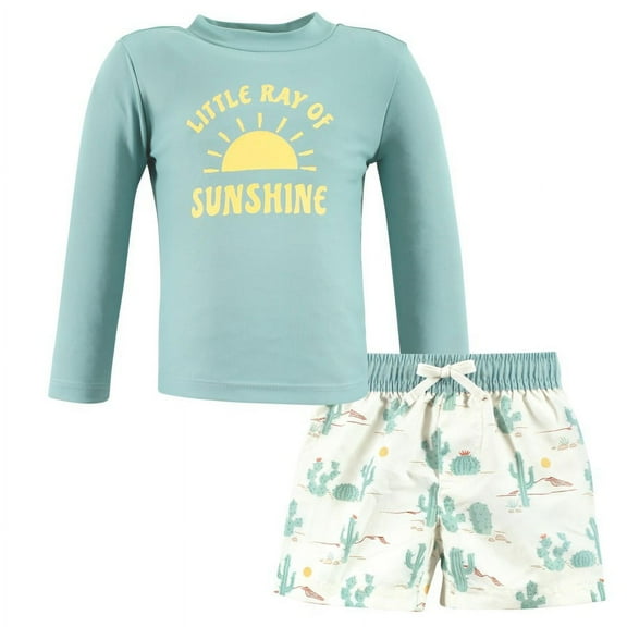 Hudson Baby Boys Swim Rashguard Set, Desert Cactus, 3-6 Months