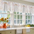 thumbnail image 6 of Orange Pink Flower Window Valance, Watercolor Retro Floral Bud Leaf Plant Farmhouse 2 Pack Decorative Curtain for Small Windows, Light Filtering Valance with 3” Rod Pocket, 54"W x 18"L, 6 of 9