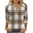 thumbnail image 1 of Tejiojio 3/4 Length Seelve Shirts for Women Casual Printed Crewneck Blouse Loose Fit Summer Top, 1 of 5