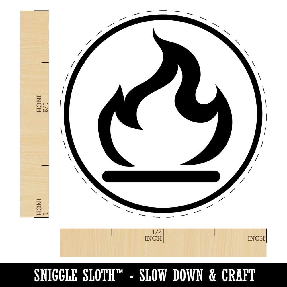 Flammable Fire Icon Self-Inking Rubber Stamp Ink Stamper - Brown Ink - Medium 1 Inch