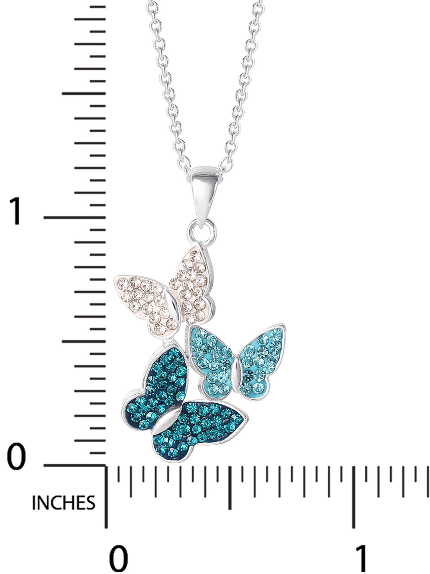Believe By Brilliance Women's Fine Silver Plated Brass Crystal Butterfly Pendant, 18" Chain