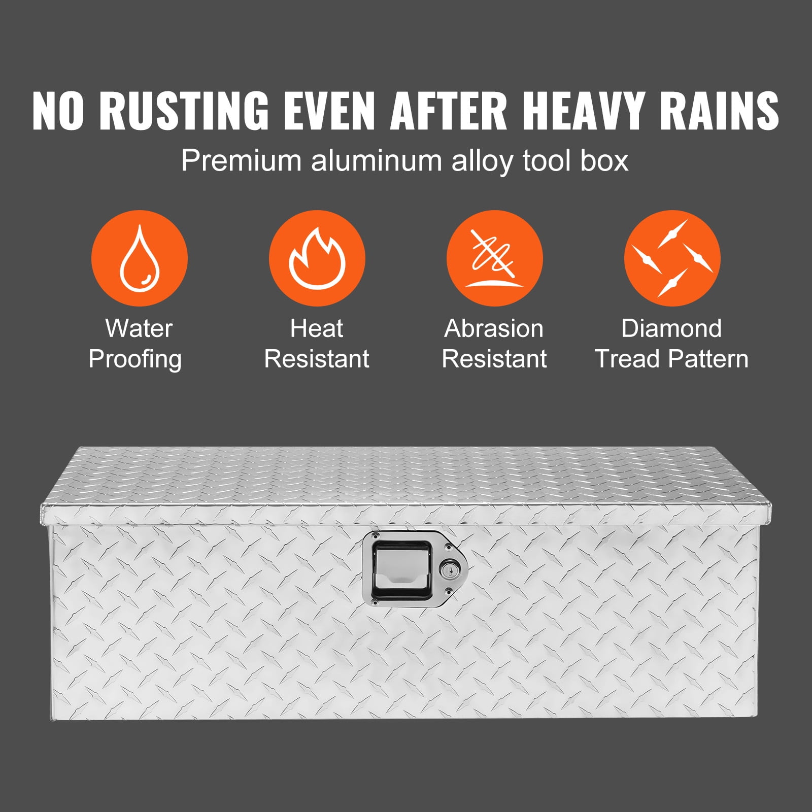 KFFKFF 30"x13"x9.6" Heavy Duty Aluminum Bar Tool Box for Pickup Truck Bed
