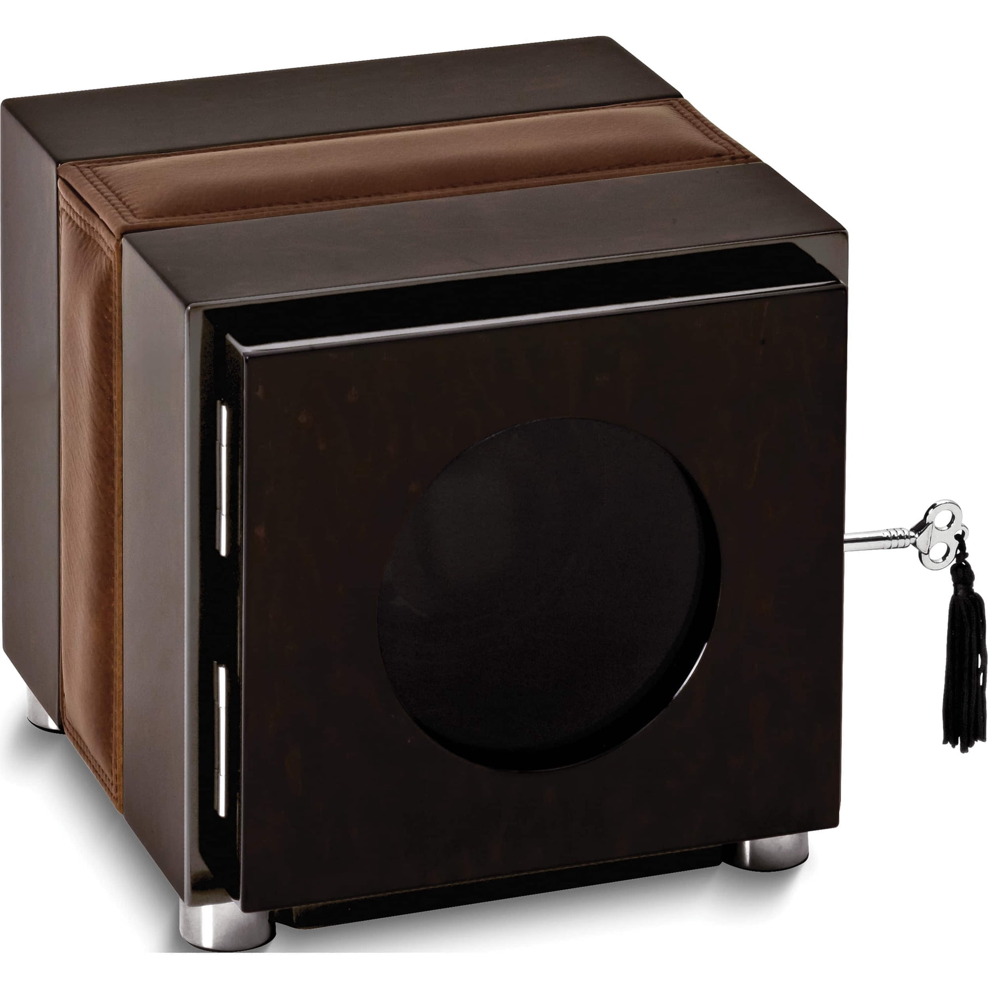 Fashion Rotations Piano Finish Wood And Leather Single Watch Winder (7.2 X 8) Made In China gm8295