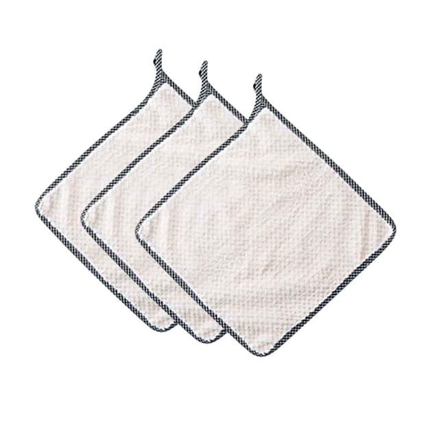 Dish Cloths for Washing Dishes Super Absorbent Dish Rags with Hanging Loop Solid Cotton Terry Cleaning Cloths Lint Free Dish Rags for Kitchen Washing Dishes 3 Pack 10x10 Inch White