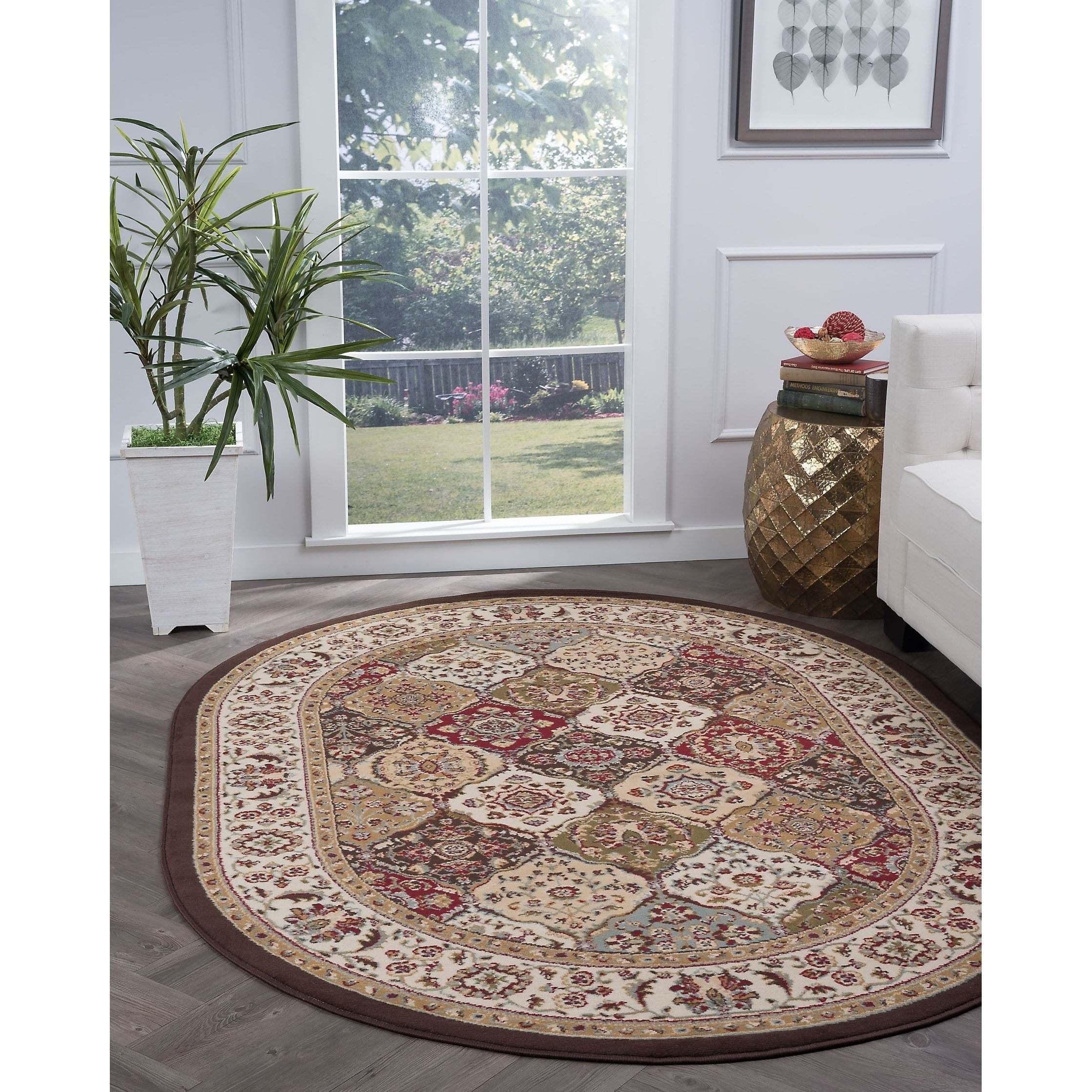 Alise Rugs Lagoon Transitional Oriental Oval Area Rug Multi 5 3 X 7