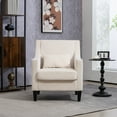 thumbnail image 2 of Modern Corduroy Single Chair with Two Pillows, Upholstered Armchair with Scooped Arms, Soft Single Sofa for Bedroom/Apartment/Studio/Office/Waiting Room, Beige, 2 of 9