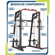 Multi-Function Smith Machine Home Gym with Squat Rack, Bench Press, Cable Crossover, Pull-Up Bar, Landmine, 2000 lb Capacity.