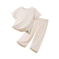 thumbnail image 2 of ATOGUTA Summer Travel Outfits for Boys Short Sleeve Crew Neck T shirts and Pants Set Size 5T-16 Cute Clothing Beige, 2 of 6
