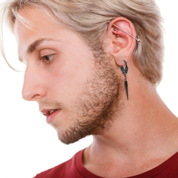 LEORX Durable Alloy Spike Earrings for Decor Black Color One Pair Perfect for Punk Style Hip Hop Parties