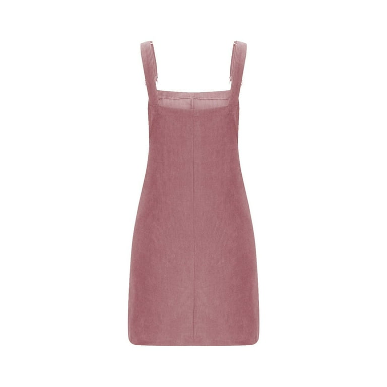 Cavosen Overall Dress for Women Pink Sleeveless Jumper Dress