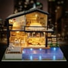 DIY LED Loft Apartments Dollhouse With Furniture Kit, Miniature Wooden Music Doll House Model Jigsaw Puzzle Game, Kids Toy Home Decoration Fun