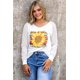 thumbnail image 2 of ABPHQTO Top de rayas transparentes con estampado de girasol y leopardo de sarape blanco para mujer, 2 of 5