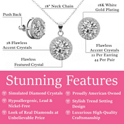 Cate & Chloe Ariel 18k White Gold Plated Halo Jewelry Set with Simulated Diamonds Gift for Women
