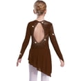 thumbnail image 3 of YiZYiF Girls Shiny Figure Skating Dress Mesh Long Sleeve Irregular Hem Ballet Lyrical Dance Costume Brown 16, 3 of 6
