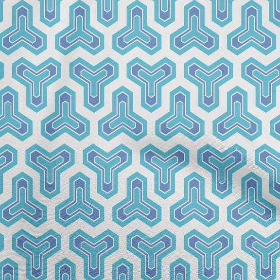 oneOone Polyester Spandex Blue Fabric Geometric Sewing Material Print Fabric By The Yard 56 Inch Wide