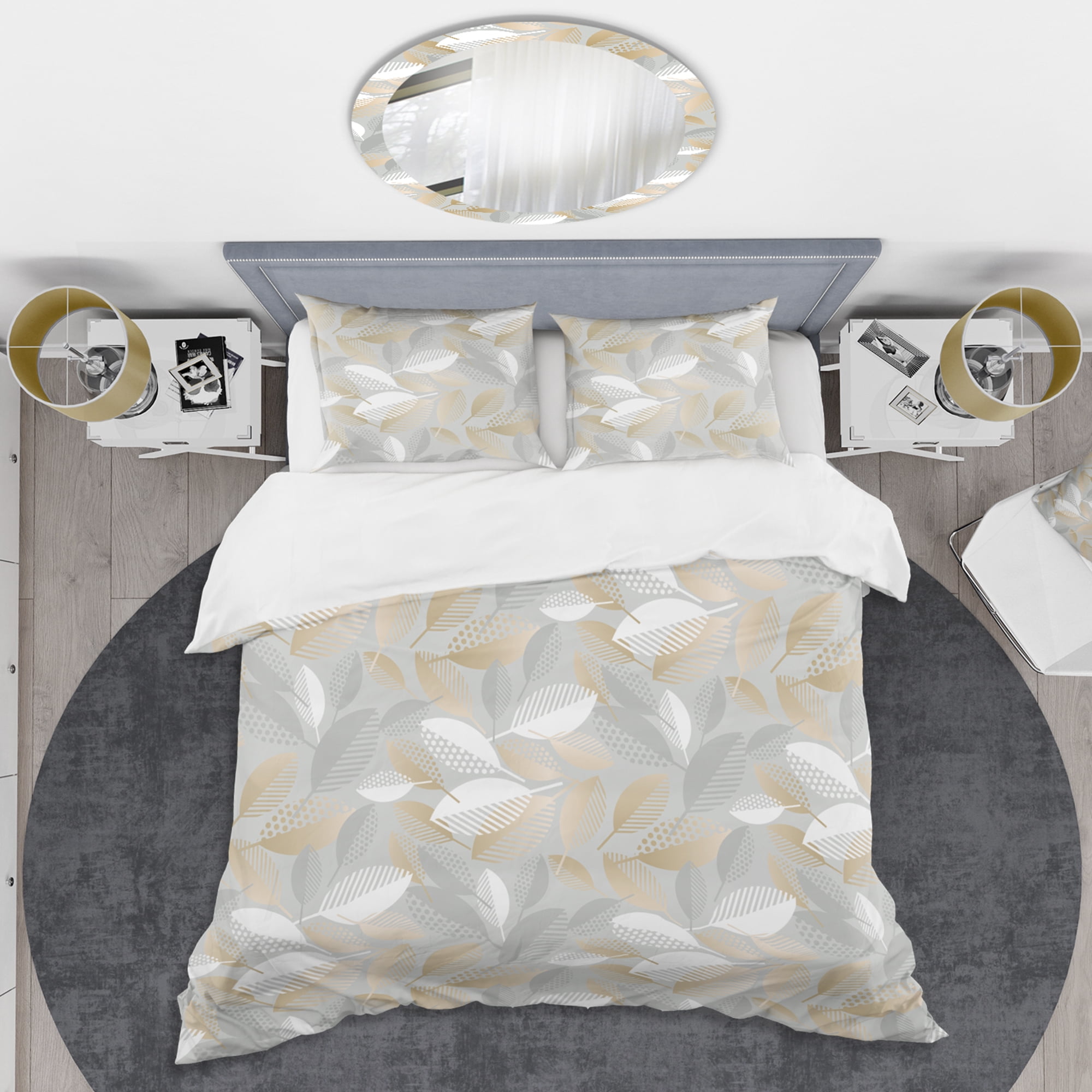 Designart 'Luxury geometric fall leaves pattern' Mid-Century Modern Duvet Cover Set