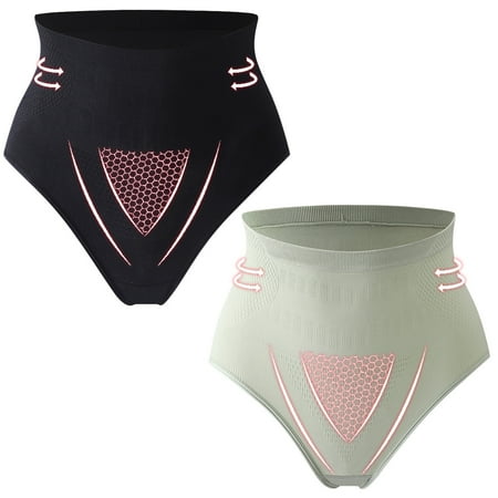 SBYOJLPB Ladies Comfortable Solid Color Large Size High Waist Warm Belly Hip Lift Thin Waist Panties Underwear E 6(M)