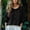 Black women fall blouse a1, variant on thefmos Women Fall 3/4 Sleeve Button Down Blouse Round Neck Casual Basic Tops Solid Boho Loose Pullover Trendy Vacation Clothes, Blue L