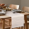 thumbnail image 1 of HWZWT Ivory 13" Table Runner Cotton Linen with Classic White Lace Table Decoration Inch Thanksgiving Christmas, 1 of 5