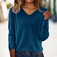 thumbnail image 2 of NMMUED Long Sleeve Sweaters for Women Tunic Sweaters for Women Lightweight Sweaters for Women Knitted Tops for Women Sweater Tops for Women Womens Tops Casual Womens Pullover Sweaters Blue S, 2 of 7