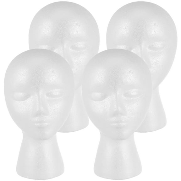 Worgeous 4pcs Foam Mannequin Head Model Wig Head Hat Display Foam Head for Salon Store