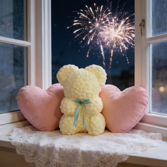 Peluche de oso pompón, juguete de regalo de San Valentín, adorno de peluche para niños