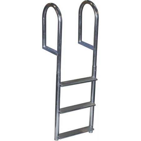Aluminum 12 Volt Outdoor Step - Dock Edge Welded Aluminum Fixed Wide Step Ladder