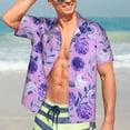 thumbnail image 7 of Disketp Hawaiian Shirts For Men,Violet Print Mens Casual Short Sleeve Button Down Shirts Beach Shirt, 7 of 7
